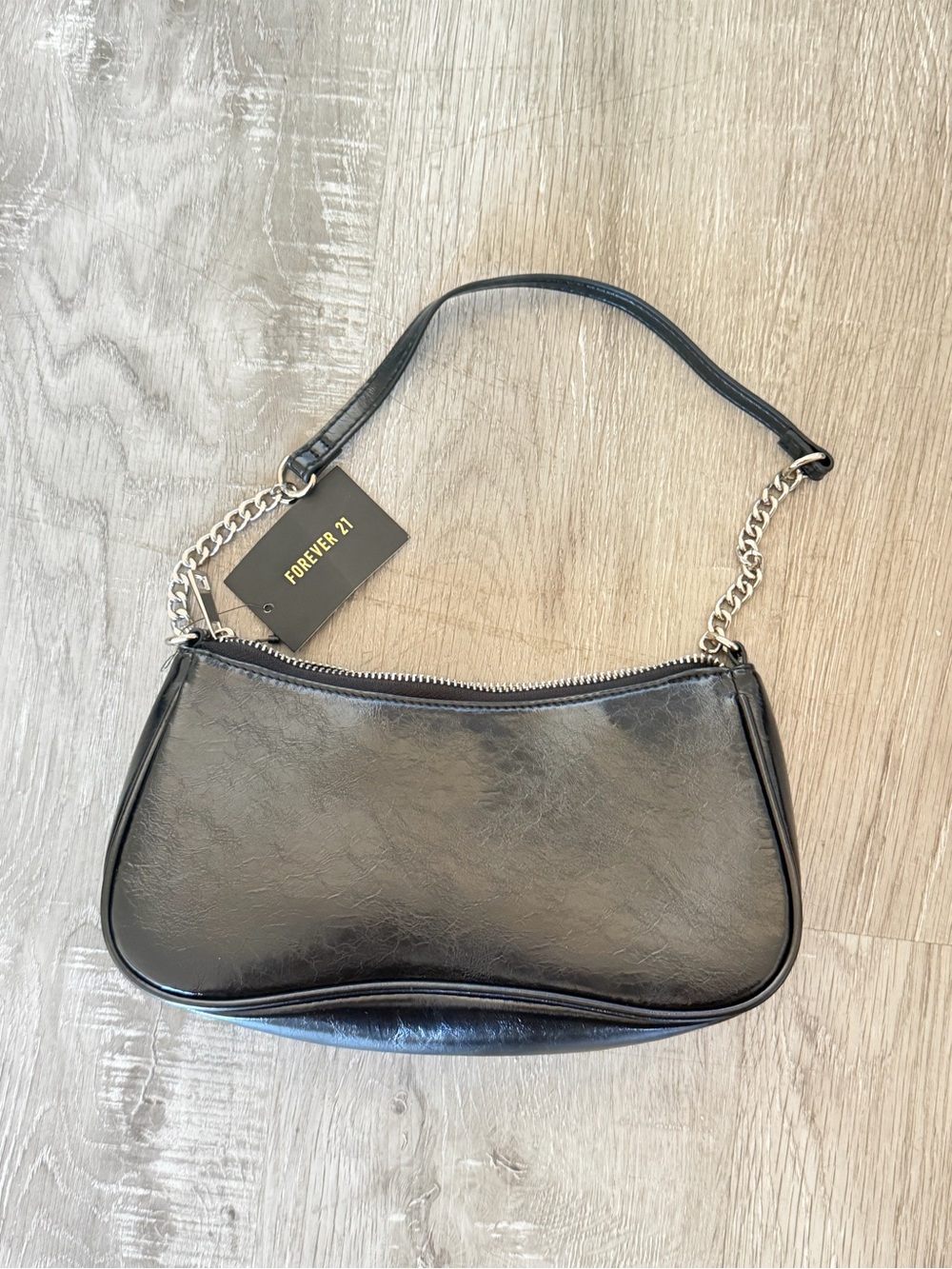 Forever 21 Black Shoulder Bag with Chain Accent